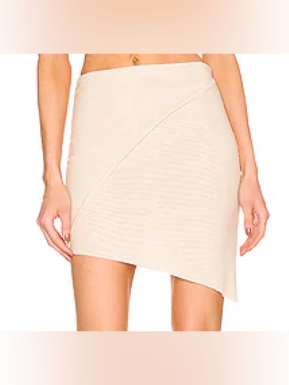 Sami Miro Vintage x Revolve Beige Nude Asymmetrical Mesh Mini Skirt Size XS